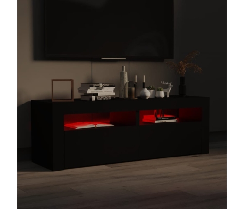 Mueble de TV con luces LED negro 120x35x40 cm