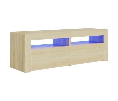 Mueble de TV con luces LED roble Sonoma 120x35x40 cm