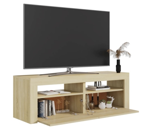 Mueble de TV con luces LED roble Sonoma 120x35x40 cm