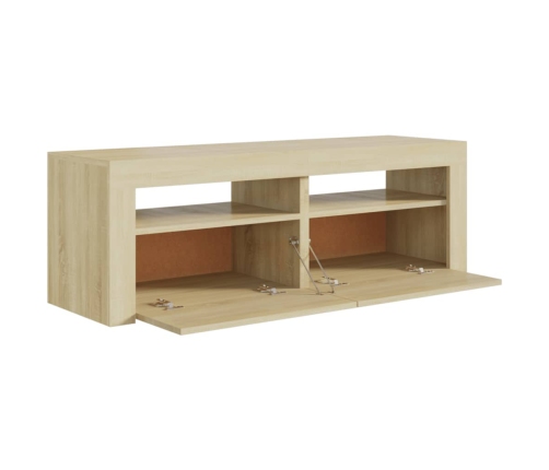 Mueble de TV con luces LED roble Sonoma 120x35x40 cm