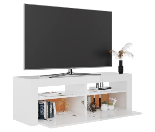 Mueble de TV con luces LED blanco brillante 120x35x40 cm