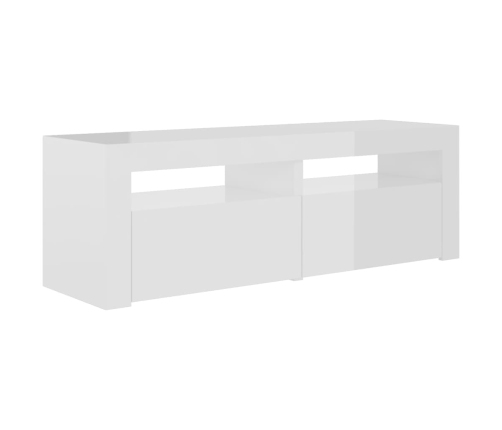 Mueble de TV con luces LED blanco brillante 120x35x40 cm