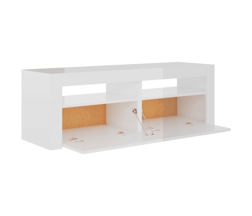 Mueble de TV con luces LED blanco brillante 120x35x40 cm