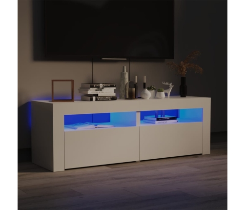 Mueble de TV con luces LED blanco brillante 120x35x40 cm