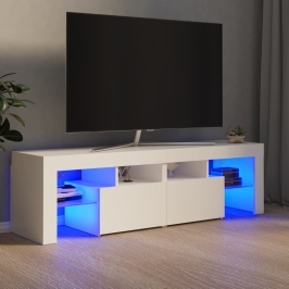 Mueble de TV con luces LED blanco 140x36,6x40 cm