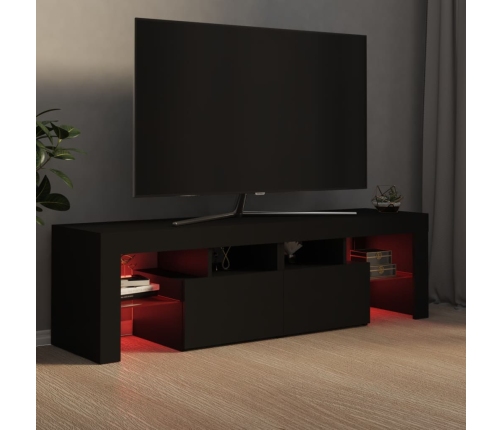 Mueble de TV con luces LED negro 140x36,5x40 cm