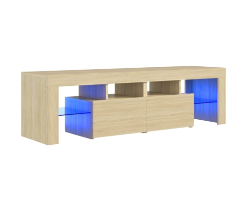 Mueble de TV con luces LED color roble Sonoma 140x36,5x40 cm