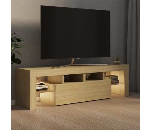 Mueble de TV con luces LED color roble Sonoma 140x36,5x40 cm