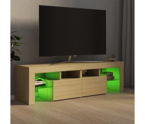 Mueble de TV con luces LED color roble Sonoma 140x36,5x40 cm