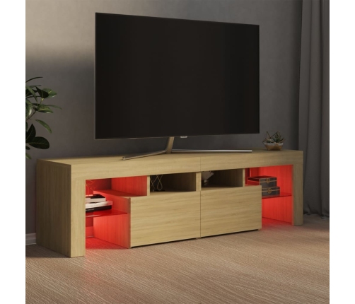 Mueble de TV con luces LED color roble Sonoma 140x36,5x40 cm