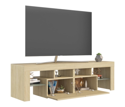 Mueble de TV con luces LED color roble Sonoma 140x36,5x40 cm