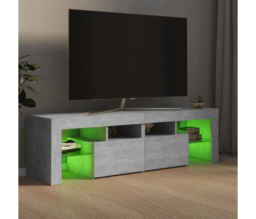 Mueble de TV con luces LED gris hormigón 140x36,5x40 cm