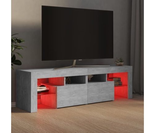 Mueble de TV con luces LED gris hormigón 140x36,5x40 cm