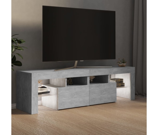 Mueble de TV con luces LED gris hormigón 140x36,5x40 cm