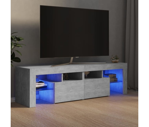 Mueble de TV con luces LED gris hormigón 140x36,5x40 cm