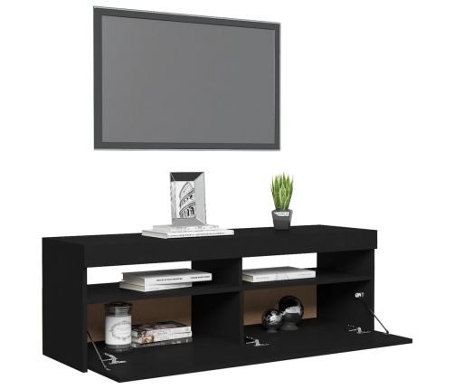 Mueble de TV con luces LED negro 120x35x40 cm