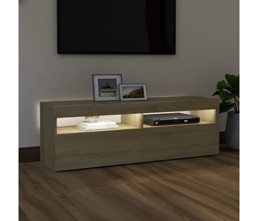 Mueble de TV con luces LED roble Sonoma 120x35x40 cm