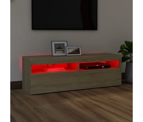 Mueble de TV con luces LED roble Sonoma 120x35x40 cm