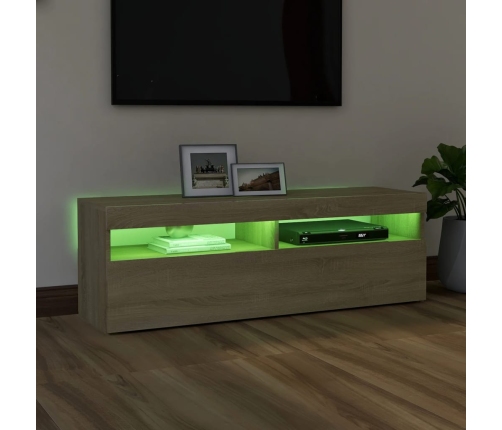 Mueble de TV con luces LED roble Sonoma 120x35x40 cm