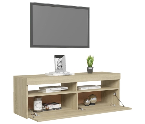 Mueble de TV con luces LED roble Sonoma 120x35x40 cm