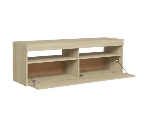 Mueble de TV con luces LED roble Sonoma 120x35x40 cm