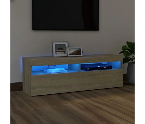 Mueble de TV con luces LED roble Sonoma 120x35x40 cm