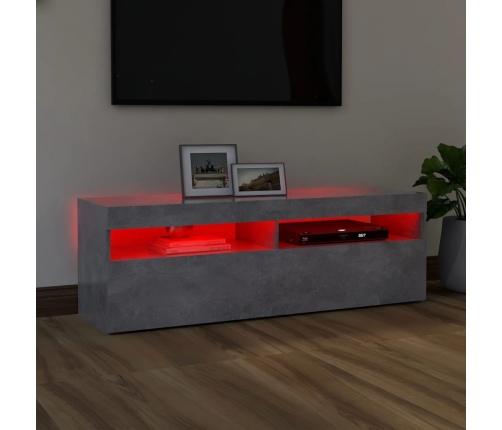 Mueble de TV con luces LED gris hormigón 120x35x40 cm