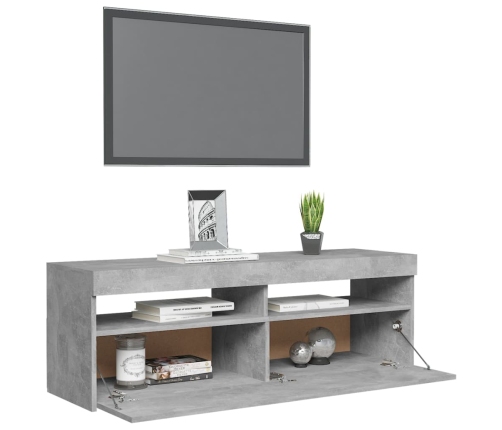 Mueble de TV con luces LED gris hormigón 120x35x40 cm