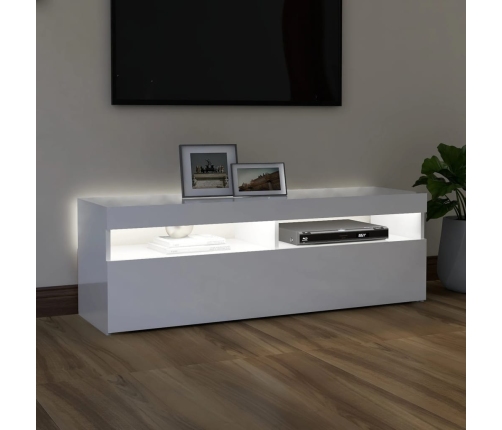 vidaXL Mueble de TV con luces LED blanco brillante 120x35x40 cm