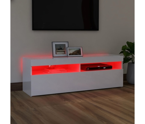 vidaXL Mueble de TV con luces LED blanco brillante 120x35x40 cm