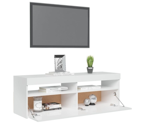 vidaXL Mueble de TV con luces LED blanco brillante 120x35x40 cm