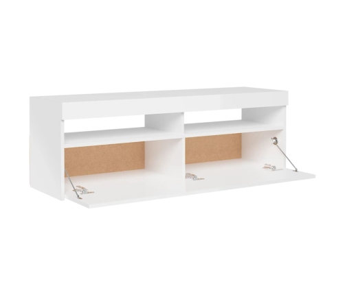 vidaXL Mueble de TV con luces LED blanco brillante 120x35x40 cm