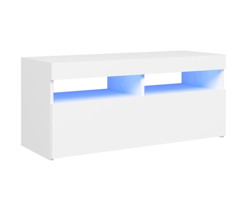 Mueble de TV con luces LED blanco 90x35x40 cm