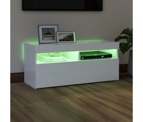 Mueble de TV con luces LED blanco 90x35x40 cm