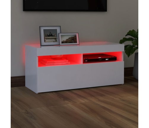 Mueble de TV con luces LED blanco 90x35x40 cm