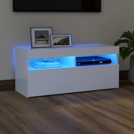 Mueble de TV con luces LED blanco 90x35x40 cm