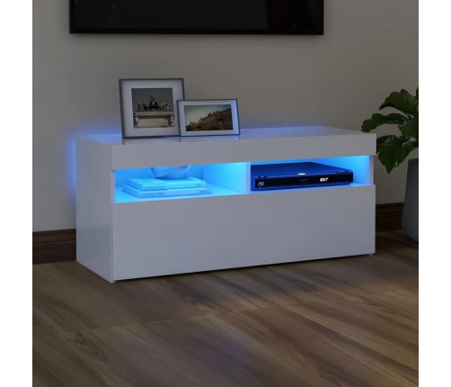 Mueble de TV con luces LED blanco 90x35x40 cm