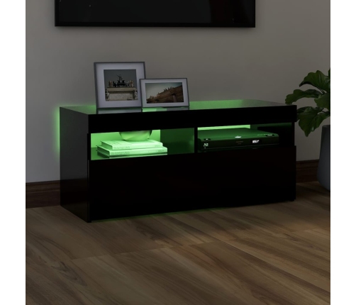 Mueble de TV con luces LED negro 90x35x40 cm