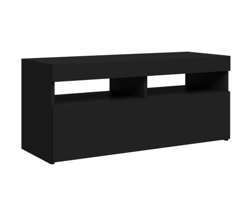 Mueble de TV con luces LED negro 90x35x40 cm