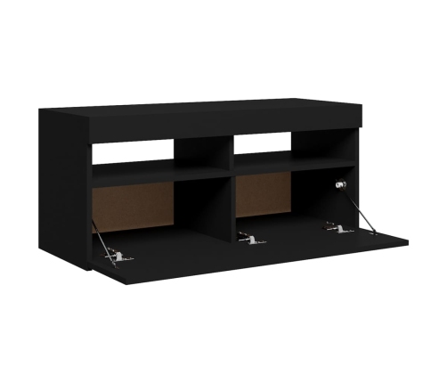 Mueble de TV con luces LED negro 90x35x40 cm