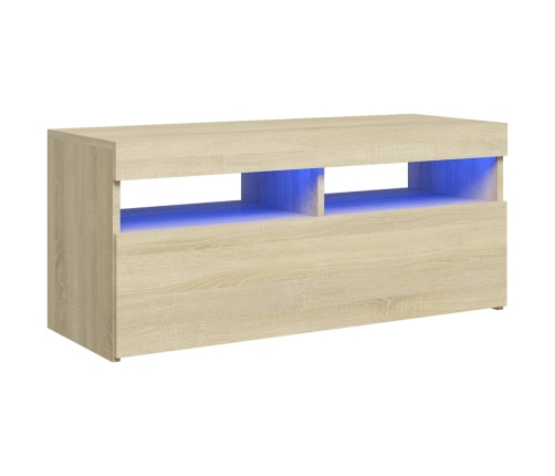 Mueble de TV con luces LED roble Sonoma 90x35x40 cm