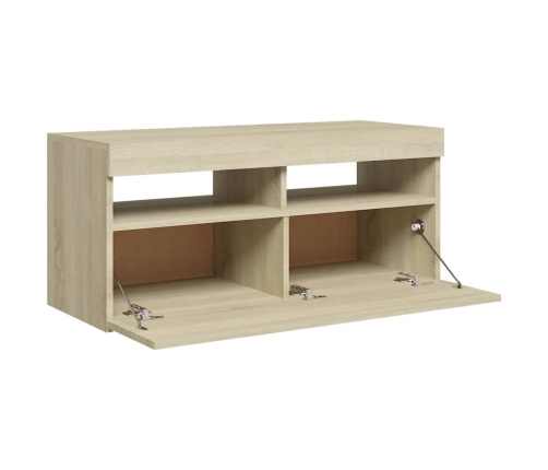 Mueble de TV con luces LED roble Sonoma 90x35x40 cm