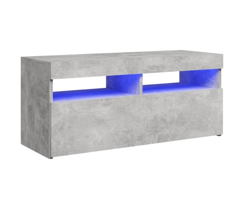 Mueble de TV con luces LED gris hormigón 90x35x40 cm