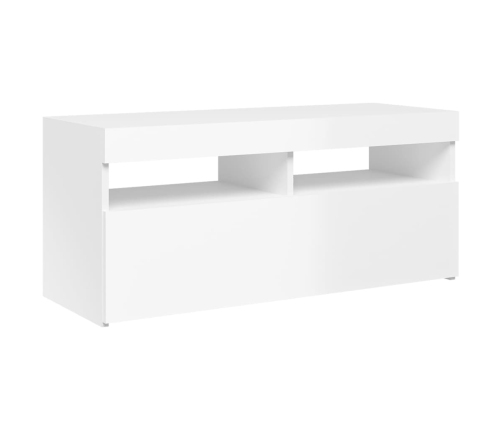 Mueble de TV con luces LED blanco brillante 90x35x40 cm