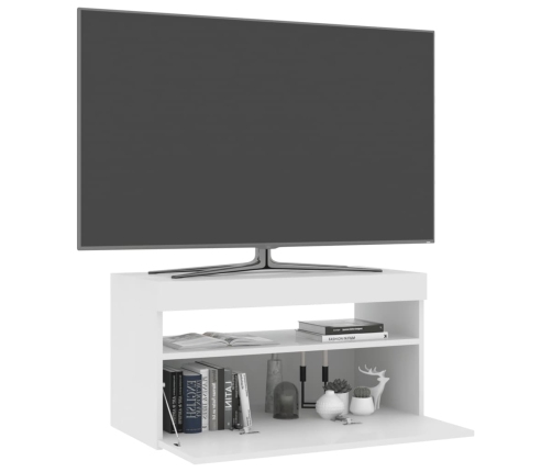 Mueble de TV con luces LED blanco 75x35x40 cm