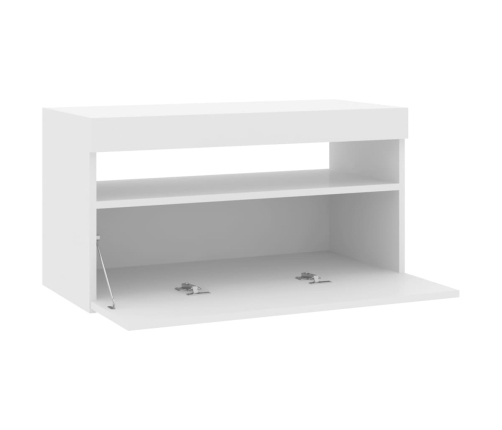 Mueble de TV con luces LED blanco 75x35x40 cm