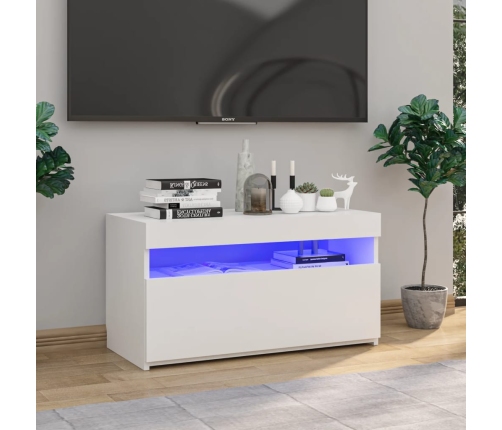 Mueble de TV con luces LED blanco 75x35x40 cm