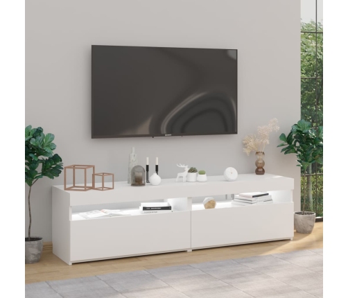 Muebles de TV con luces LED 2 unidades blanco 75x35x40 cm