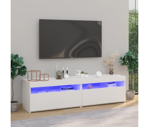 Muebles de TV con luces LED 2 unidades blanco 75x35x40 cm