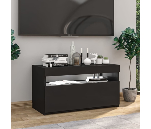 Mueble de TV con luces LED negro 75x35x40 cm